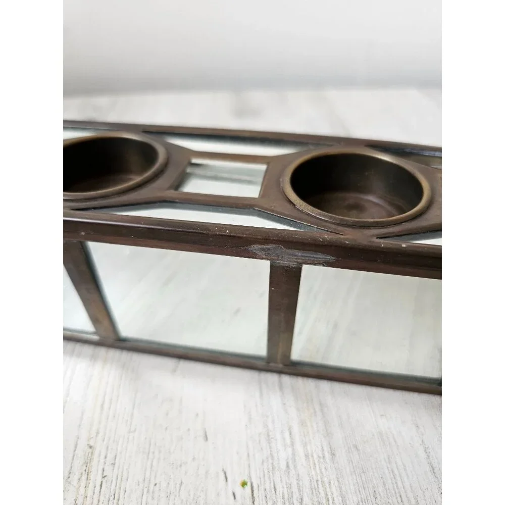 Pier 1 reversible candle holder tea light tapers mirror Xmas decor home‎ unique
